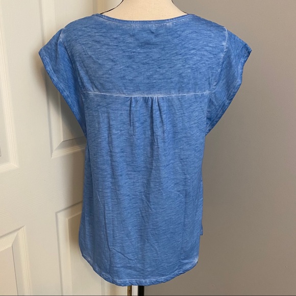 STYLE & CO Blue Space Dye Eyelet Detail Tee - Picture 8 of 9